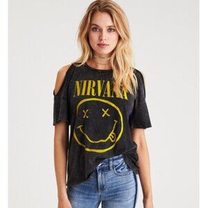 🎸 NIRVANA Cold Shoulder Band Tee 😎
